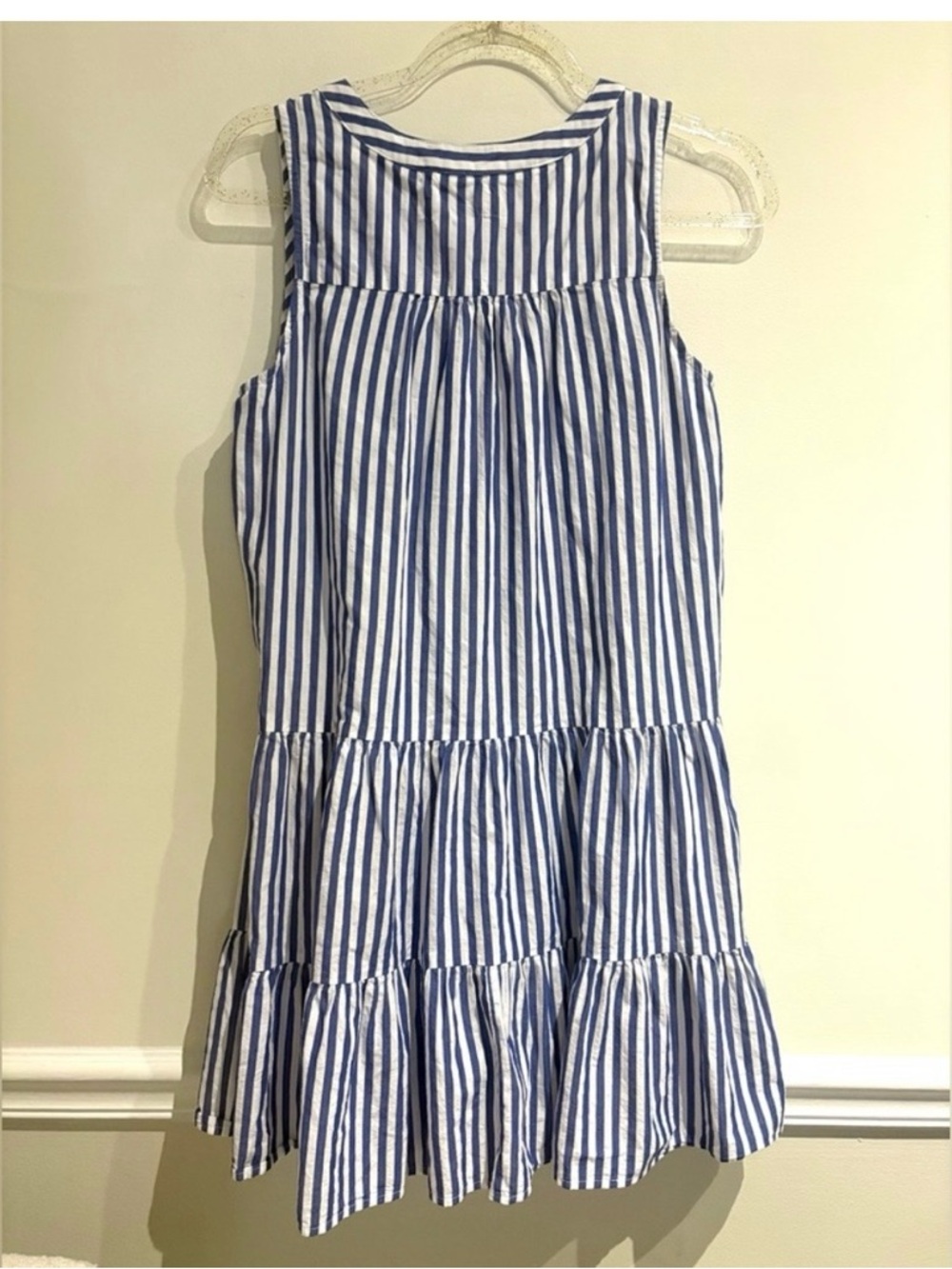 Tuckernuck Blue and White Striped Sleeveless Tiered Mini Dress - Picture 5 of 7